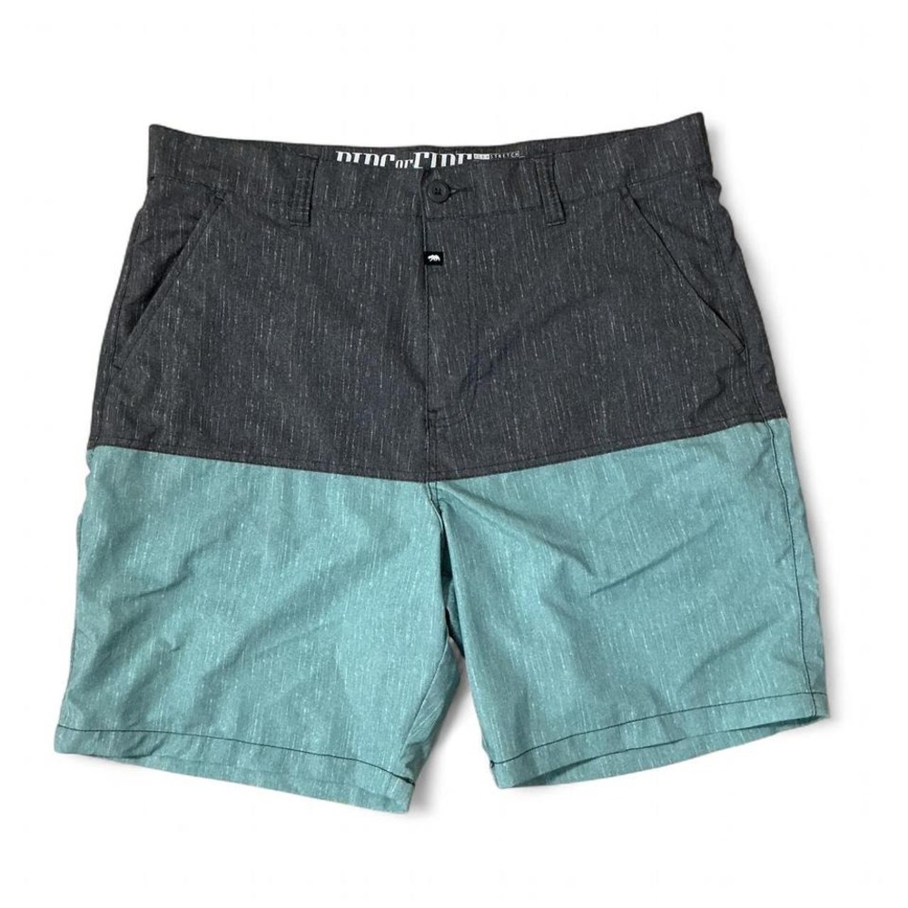 Ring of Fire Mens Colorblock Swim Trunks Board Shorts‎ Aqua Grey Size 36